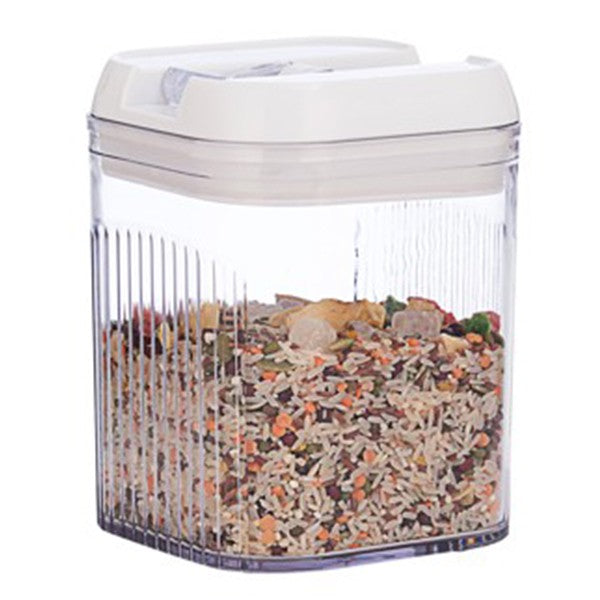 Cutie de Depozitare Alimente, Klevo, Cutie pentru Bucatarie, Cutie pentru Condimente, din PET ABS Silicon, 12.5 x 12.5 x 16.5 cm, 461 g, 1.3L, Transparent Alb