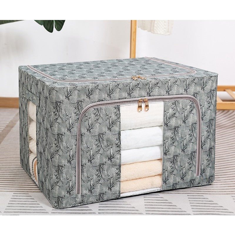 Cutie Depozitare, Klevo, 66L, din Material Textil, 50 x 40 x 33 cm, pentru Haine si Lenjerii, Model Bambus, Verde