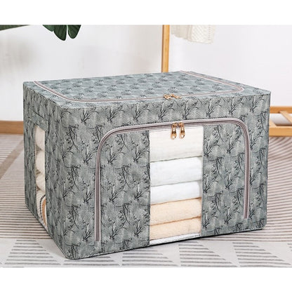 Cutie Depozitare, Klevo, 66L, din Material Textil, 50 x 40 x 33 cm, pentru Haine si Lenjerii, Model Bambus, Verde