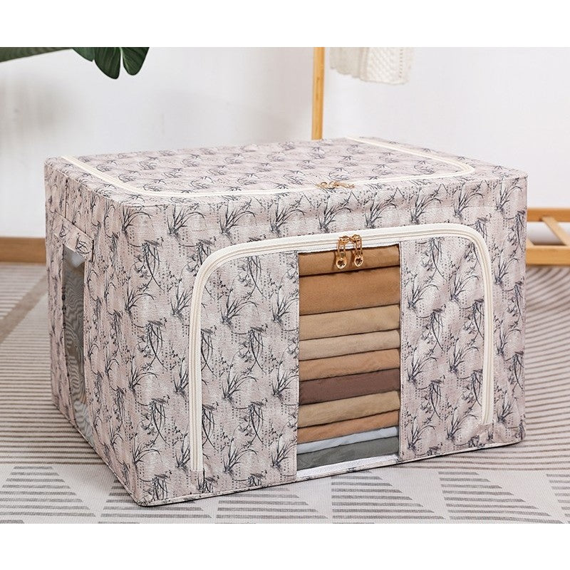 Cutie Depozitare, Klevo, 66L, din Material Textil, 50 x 40 x 33 cm, pentru Haine si Lenjerii, Model Bambus, Galben