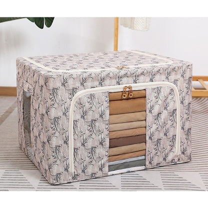 Cutie Depozitare, Klevo, 66L, din Material Textil, 50 x 40 x 33 cm, pentru Haine si Lenjerii, Model Bambus, Galben