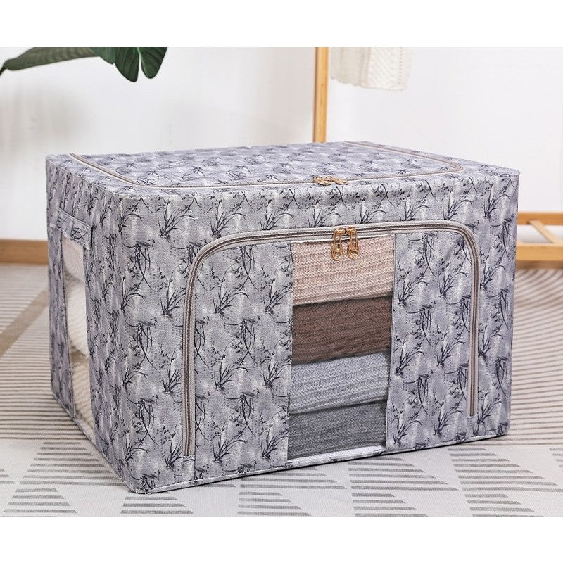 Cutie Depozitare, Klevo, 66L, din Material Textil, 50 x 40 x 33 cm, pentru Haine si Lenjerii, Model Bambus, Negru