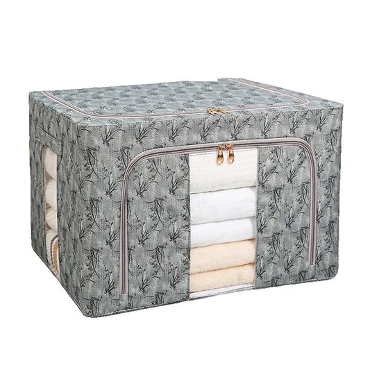 Cutie Depozitare, Klevo, 66L, din Material Textil, 50 x 40 x 33 cm, pentru Haine si Lenjerii, Model Bambus, Verde