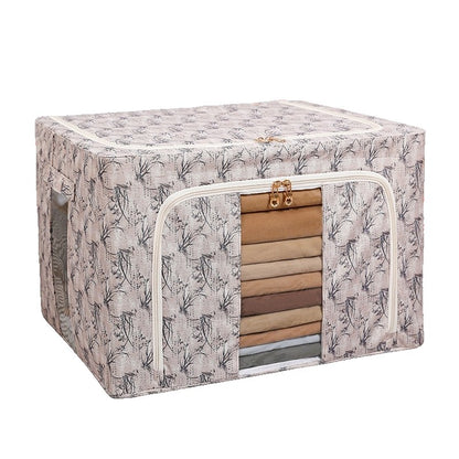 Cutie Depozitare, Klevo, 66L, din Material Textil, 50 x 40 x 33 cm, pentru Haine si Lenjerii, Model Bambus, Galben
