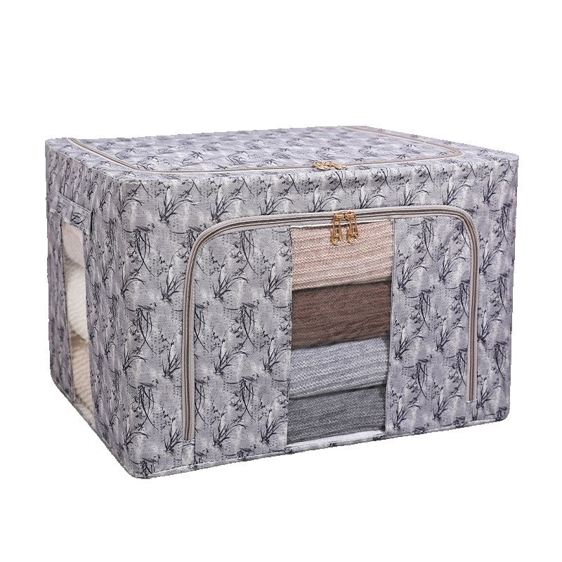 Cutie Depozitare, Klevo, 66L, din Material Textil, 50 x 40 x 33 cm, pentru Haine si Lenjerii, Model Bambus, Negru