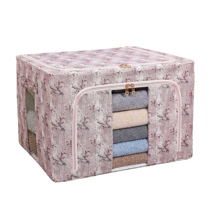 Cutie Depozitare, Klevo, 66L, din Material Textil, 50 x 40 x 33 cm, pentru Haine si Lenjerii, Model Floare de Prun, Roz