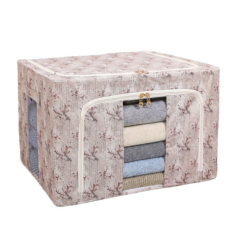 Cutie Depozitare, Klevo, 66L, din Material Textil, 50 x 40 x 33 cm, pentru Haine si Lenjerii, Model Flori de Primavara, Roz