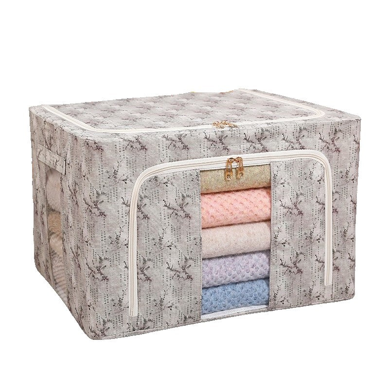 Cutie Depozitare, Klevo, 66L, din Material Textil, 50 x 40 x 33 cm, pentru Haine si Lenjerii, Model Flori de Primavara, Verde