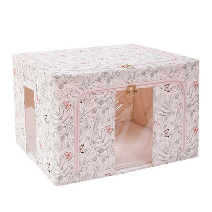 Cutie Depozitare, Klevo, 66L, din Material Textil, 50 x 40 x 33 cm, pentru Haine si Lenjerii, Model Fluturasi, Bej