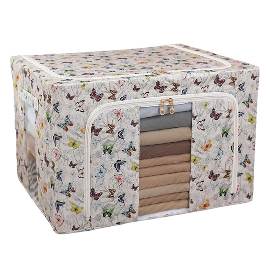 Cutie Depozitare, Klevo, 66L, din Material Textil, 50 x 40 x 33 cm, pentru Haine si Lenjerii, Model Fluturasi, Multicolor