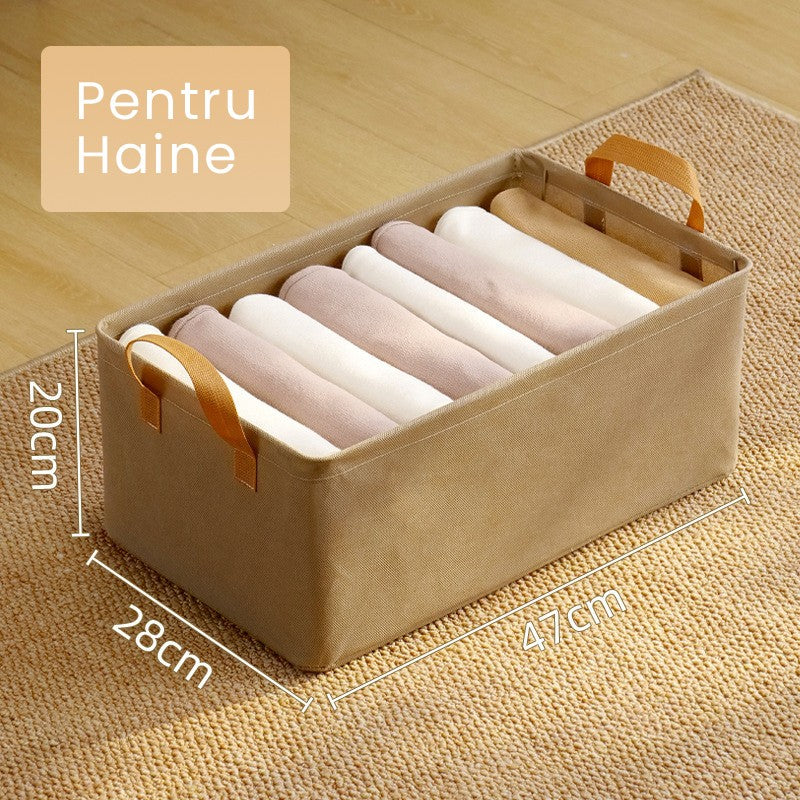 Cutie Depozitare Klevo, pentru Haine, lucruri, din Textil cu Cadru Metalic, Manere Laterale, forma Dreptunghiulara, 47 x 28 x 20 cm, volum 26 L, Kaki