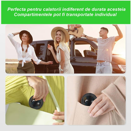 Cutie Depozitare Medicamente, Klevo, 7 Zile, 14 Compartimente, Cutie Suport, Recipiente Detasabile, Portabila, Negru, 17.5x11x9.5 cm