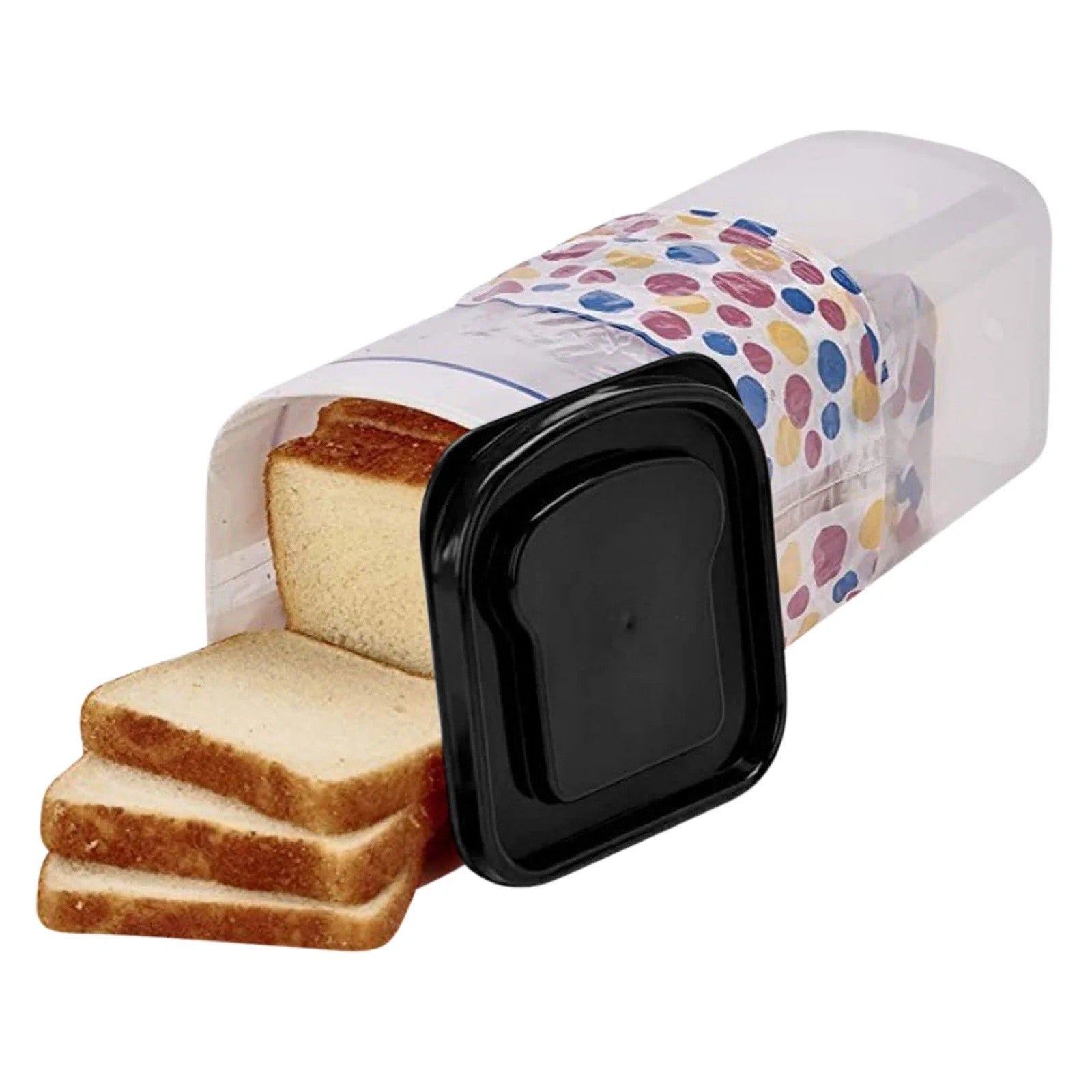 Cutie Depozitare Paine, Klevo, din Plastic, 34 x 13 cm, Pastreaza Prospetimea, Capac Negru