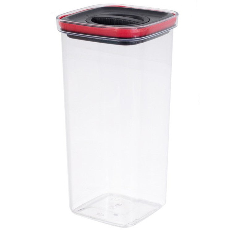Cutie de Depozitare Alimente, Klevo, Cutie de tip Container, Recipient pentru Cereale in Bucatarie, 11.5 x 11.5 x 23 cm, volum 2000 ml, Transparenta cu Capac Negru