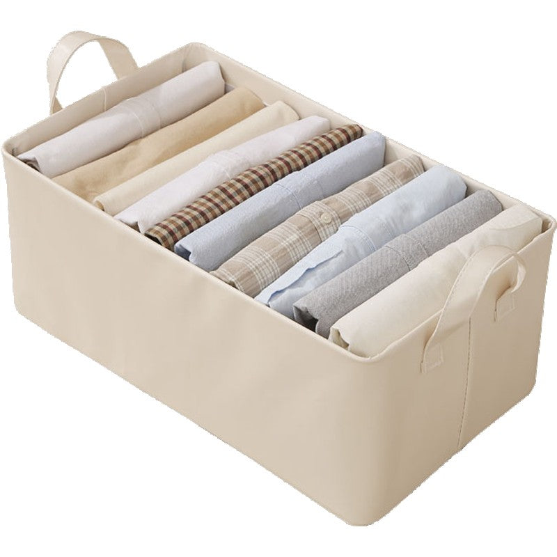 Cutie de Depozitare Tip Cos, Klevo, Material Piele Ecologica, Pliabila, 47x28x20 cm, 26 l, Cadru Metalic, cu Manere, Bej