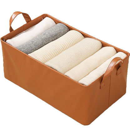 Cutie de Depozitare Tip Cos, Klevo, Material Piele Ecologica, Pliabila, 47x28x20 cm, 26 l, Cadru Metalic, cu Manere, Maro