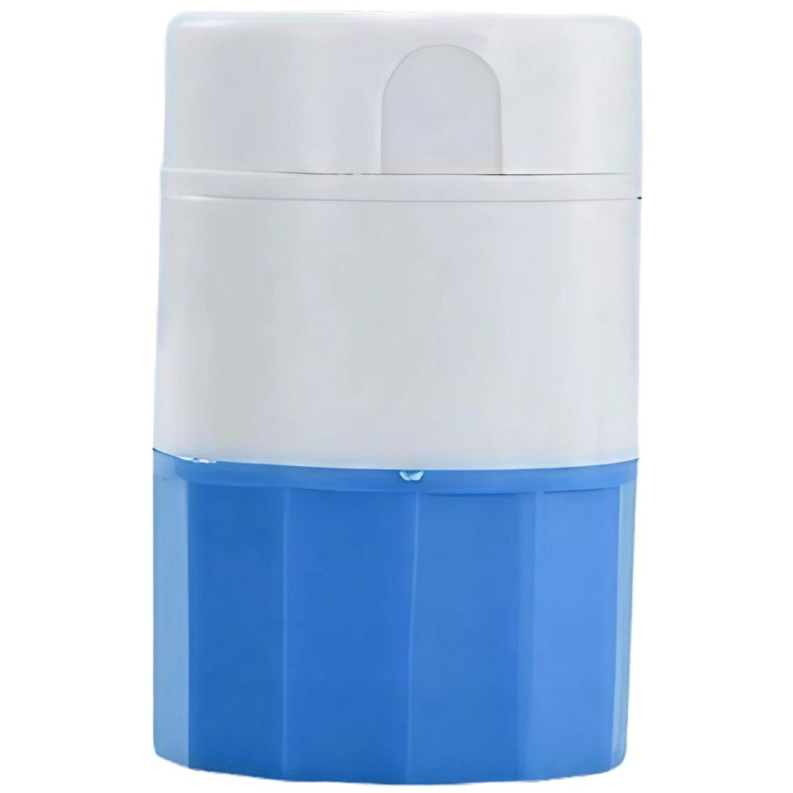 Cutie Pastile Multifunctionala, Klevo, 4 in 1, Pahar Apa, Taiere, Sfaramare, Depozitare, Compact, ABS cu Lama din Inox, Alb/Albastru, 8.7x6.2x4.1 cm