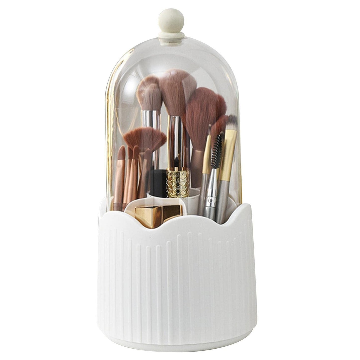 Cutie pentru Depozitarea Pensulelor de Machiaj, Klevo, Rotativa, Plastic, 36 cm x 13 cm, Alb