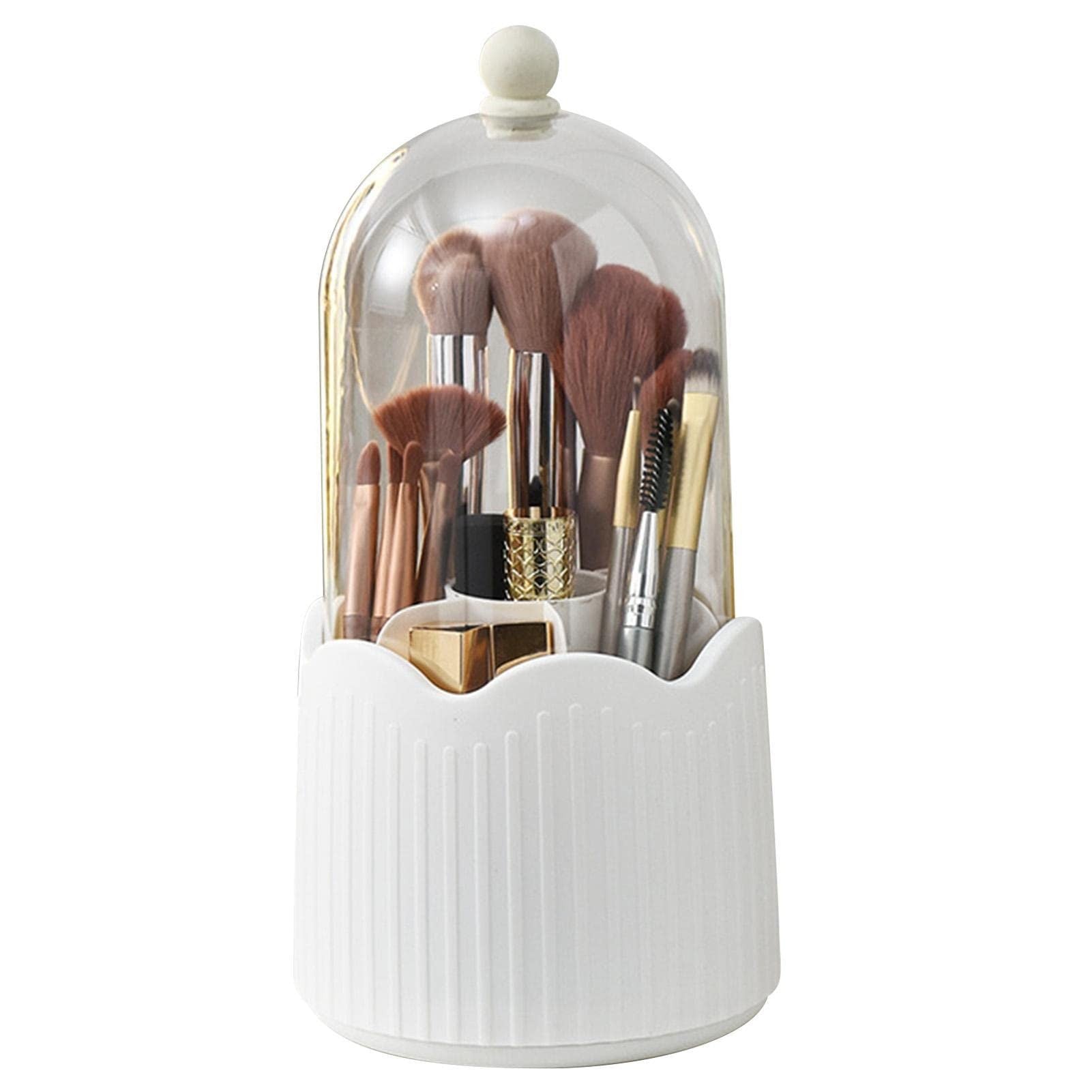 Cutie pentru Depozitarea Pensulelor de Machiaj, Klevo, Rotativa, Plastic, 36 cm x 13 cm, Alb