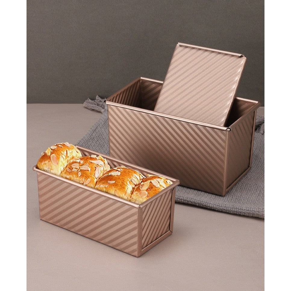 Tava pentru Paine, Klevo, din Otel Carbon, 450 g, cu Capac, Antiaderenta, 21 x 11 x 11.5 cm, Roz Auriu