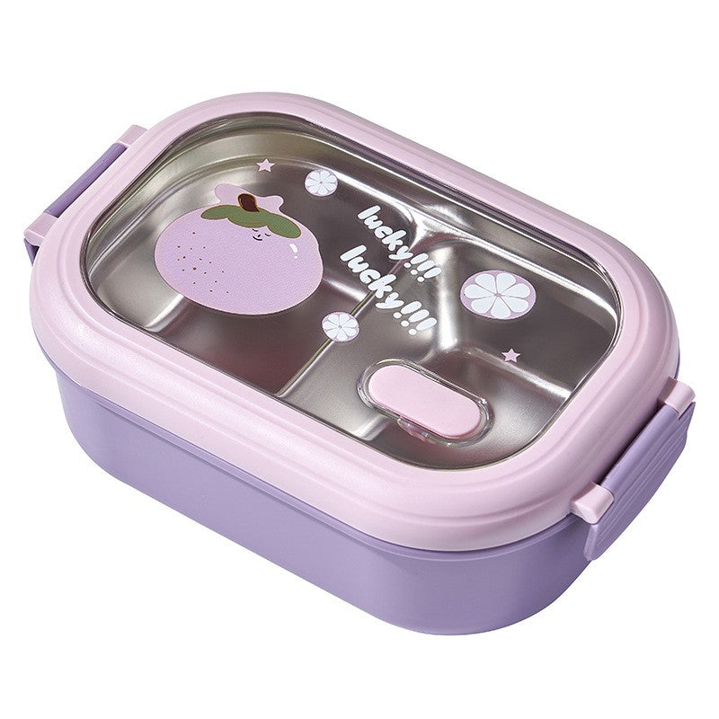 Cutie pentru Pranz sau Gustari, Klevo, cu Doua Compartimente, pentru Copii si Adulti, Etansare, PP, Perfect pentru Scoala si Birou, 1000 mL, 22.5x14.5x8 cm, Mov