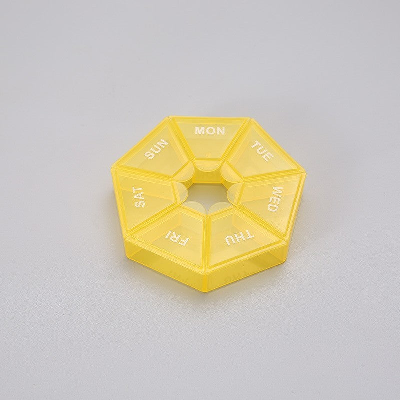 Cutie separator medicamente cu zilele saptamanii, Klevo, Plastic, 7 compartimente, Galben