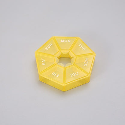 Cutie separator medicamente cu zilele saptamanii, Klevo, Plastic, 7 compartimente, Galben