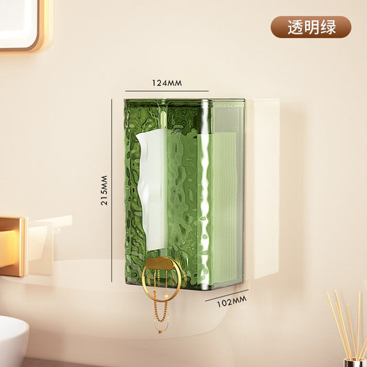 Cutie suport servetele eleganta Klevo, cu montare pe perete sau dulap, material plastic dur, 21.3 x 8.7 x 12 cm, verde