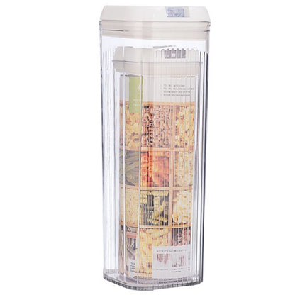 Cutii de Depozitare Alimente, Klevo, Set din 2 Cutii de tip Container, Recipiente pentru Cereale in Bucatarie, 1.2 L-10x30.5 cm, 2.5 L-12.5x12.5x36.5 cm, Transparente cu Capac Alb