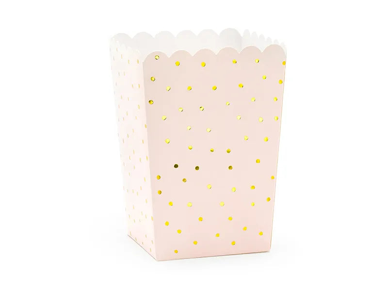 Cutii de popcorn Dots, roz deschis, 7x7x12.5cm