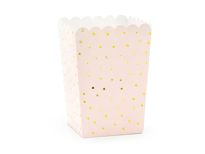 Cutii de popcorn Dots, roz deschis, 7x7x12.5cm