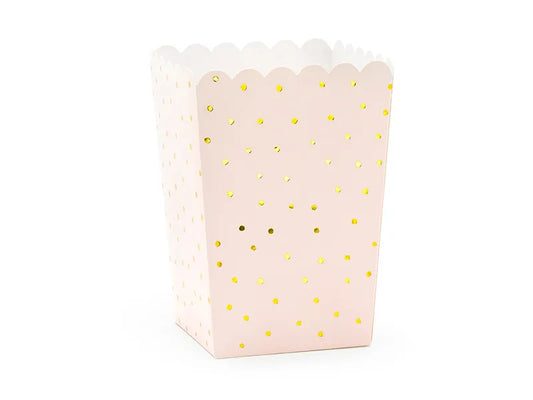 Cutii de popcorn Dots, roz deschis, 7x7x12.5cm