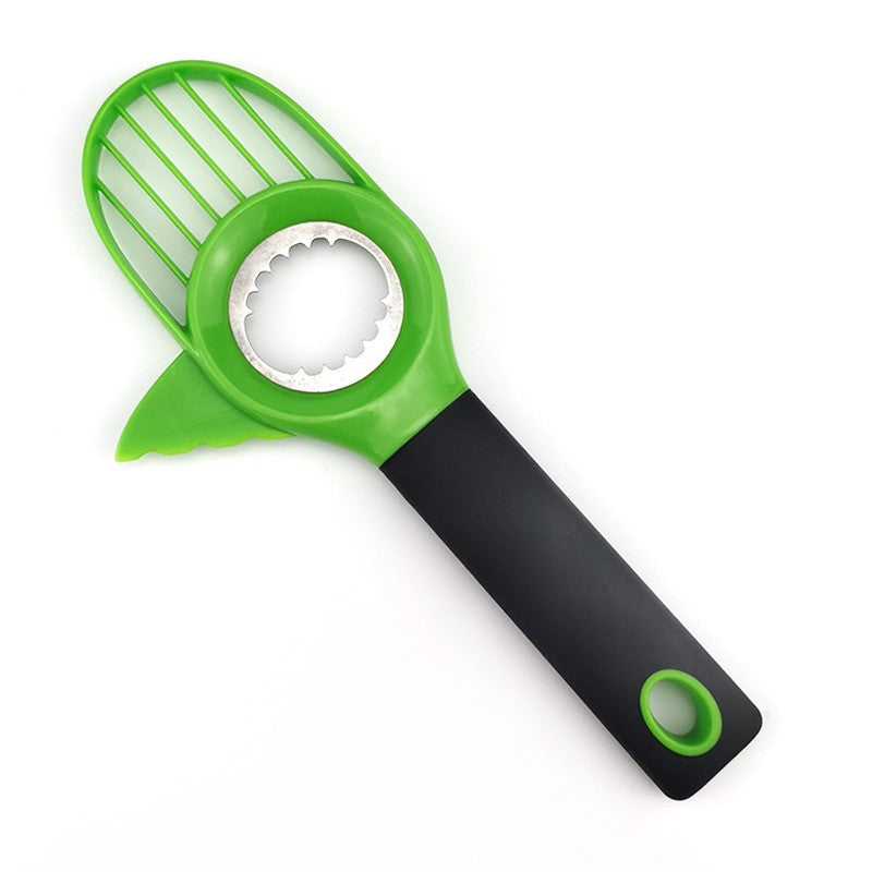 Cutit 3in1 pentru Avocado, Klevo, Cutit, Scoatere Miez si Feliator Pulpa, din PP si Otel Inoxidabil, Negru/Verde