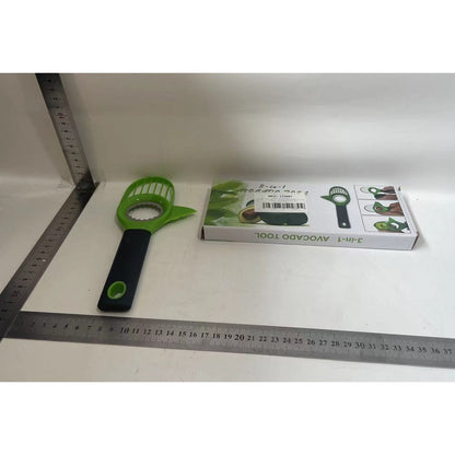 Cutit 3in1 pentru Avocado, Klevo, Cutit, Scoatere Miez si Feliator Pulpa, din PP si Otel Inoxidabil, Negru/Verde