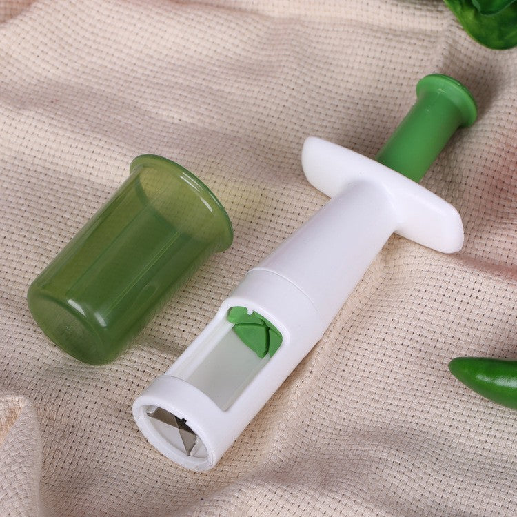 Cutit Feliator pentru Legume si Fructe mici, Klevo, Feliator pentru Rosii Cherry, Feliator pentru Masline, Ustensila de Feliat Fructe si Legume, 18 x 6,5 cm, Verde