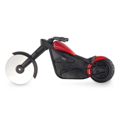 Cutit pizza creativ Klevo, in forma de motocicleta, cu suport pentru cutit, 21.5 x 9.5 cm, otel/PP, negru