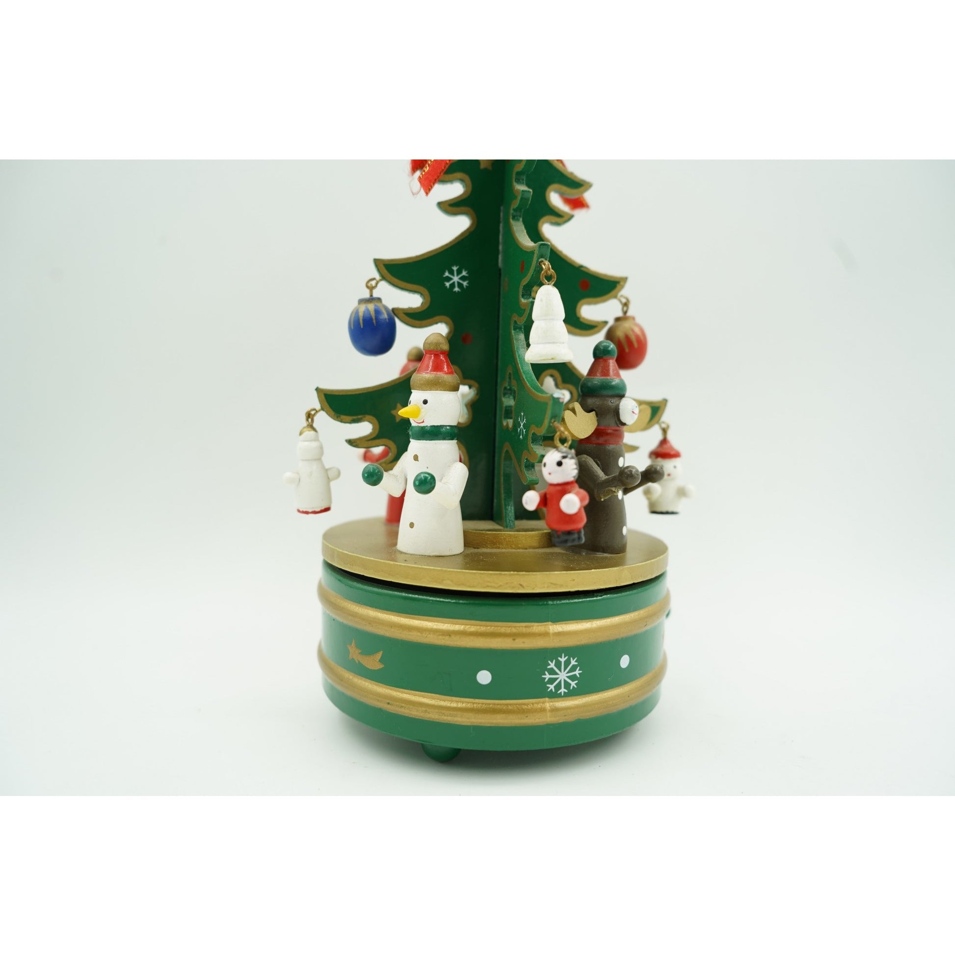 Cutiuta muzicala decorata de Craciun Bradut, Verde, din Lemn, 12 cm x 22 cm, Interior, Klevo