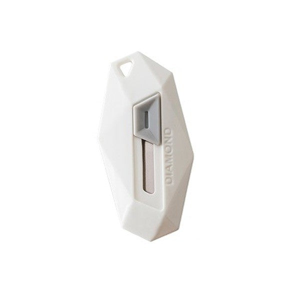 Cutter pentru Cutii, Klevo, Varf Rotunjit si Zimtat, Tip Breloc, 6.5x3.5 cm, Alb