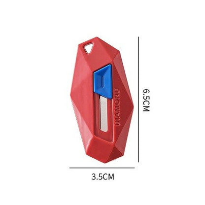 Cutter pentru Cutii, Klevo, Varf Rotunjit si Zimtat, Tip Breloc, 6.5x3.5 cm, Rosu