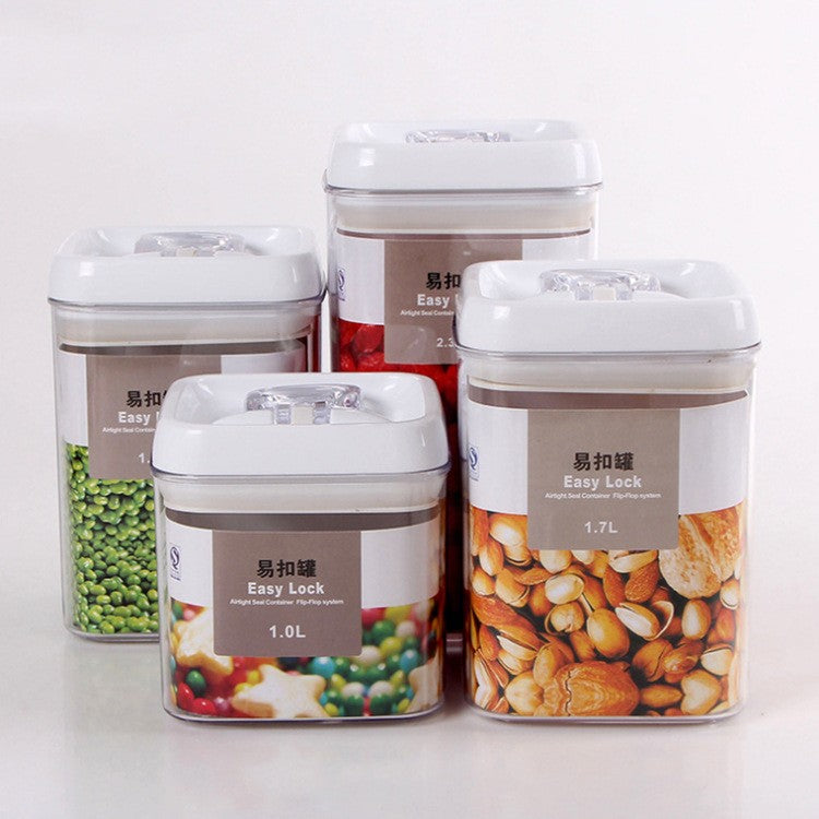 Cuutii de Depozitare Alimente, Klevo, Set din 4 Cutii pentru Condimente in Bucatarie, Cutii de tip Container, Diferite Dimensiuni, cu Capac Ermetic, din Plastic PP, Transparent