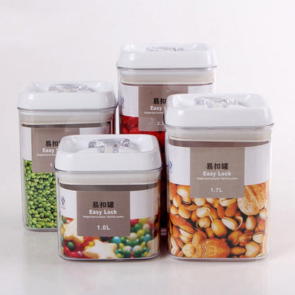 Cuutii de Depozitare Alimente, Klevo, Set din 4 Cutii pentru Condimente in Bucatarie, Cutii de tip Container, Diferite Dimensiuni, cu Capac Ermetic, din Plastic PP, Transparent