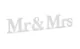 Decor masa de prezidiu Mr & Mrs, lemn, Deco, Alb, 50x9.5cm