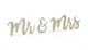 Decor masa de prezidiu Mr & Mrs, lemn, Deco, Alb/Auriu, 50x10cm