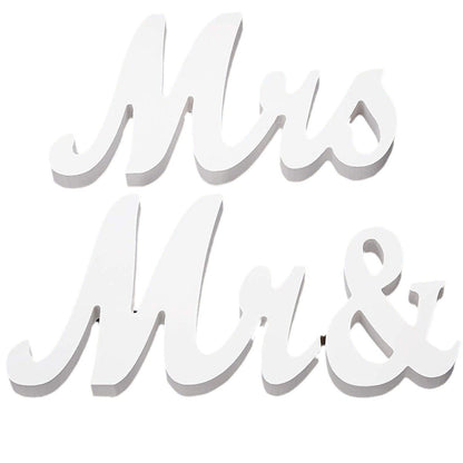 Decor pentru Masa, Klevo, Model Mr&Mrs, Tematica Nunta, 10x20 cm, Alb