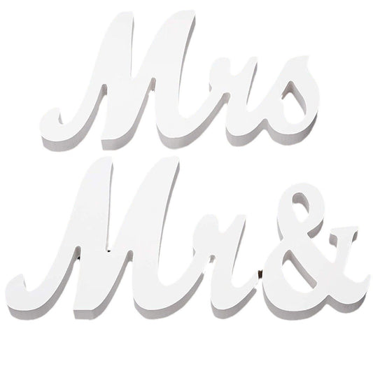 Decor pentru Masa, Klevo, Model Mr&Mrs, Tematica Nunta, 10x20 cm, Alb