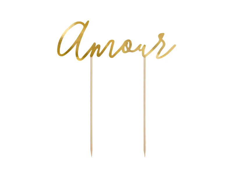 Decor pentru tort Amour, auriu, 22,5 cm