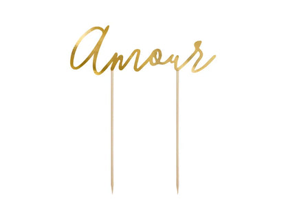 Decor pentru tort Amour, auriu, 22,5 cm
