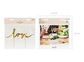 Decor pentru tort cu tematică Love, auriu, 17 cm