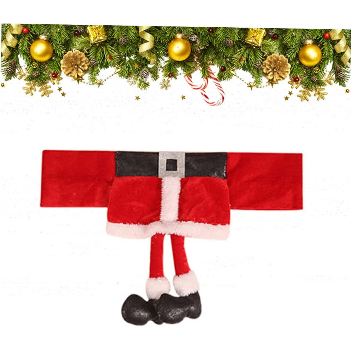 Decoratiune pentru scaun cu tematica de Craciun Klevo, elastica, material textil/poliester, 46 x 30 cm, rosu