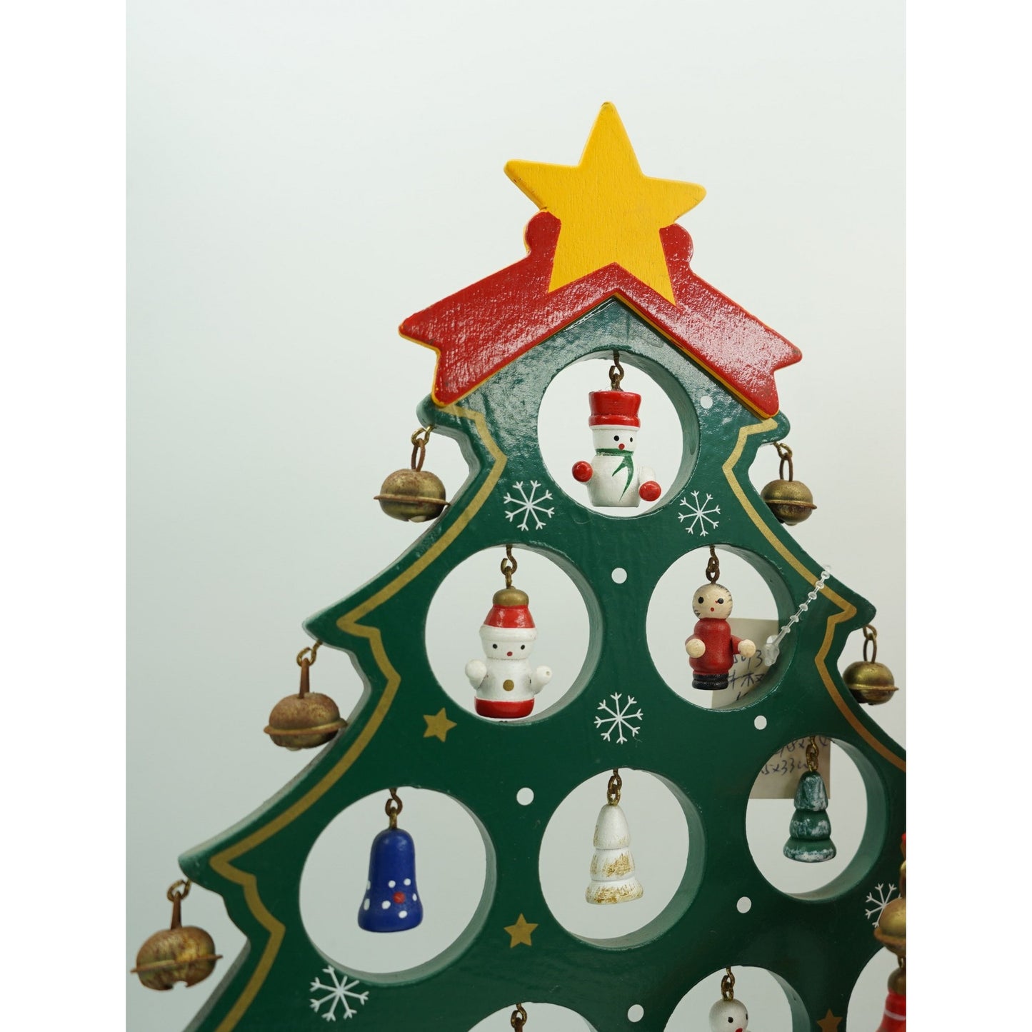 Decoratiune Craciun, Brad, Verde, 15 cavitati cu ornamente, 25.5 cm x 33 cm, Lemn, Klevo